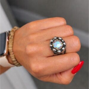 Mikal Winn Vintage Glass Ring, Free People, Adjustable, Iridescent Crystal